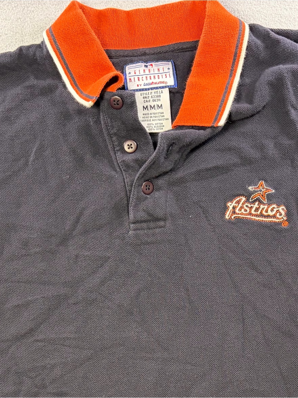 Vintage Genuine Merchandise Black Polo withEmbroidered Astros Logo